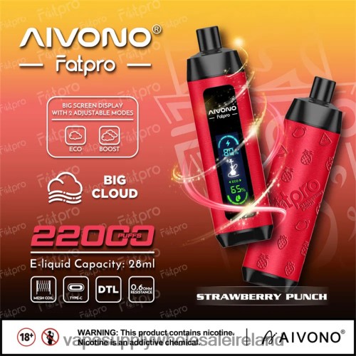 E Cigarettes Wholesale Suppliers - Aivono Fatpro 22000 Strawberry Punch HLD0408