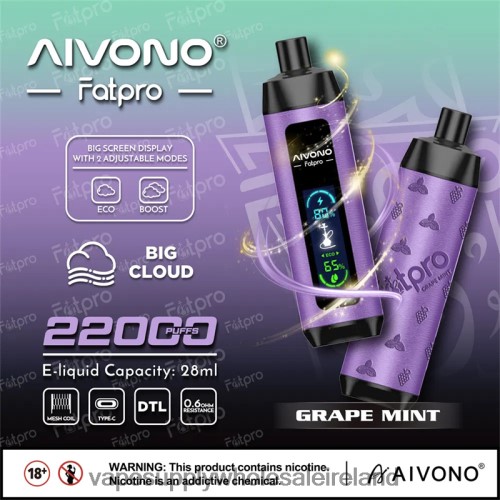 Vape Wholesale Europe - Aivono Fatpro 22000 Grape Mint HLD0402