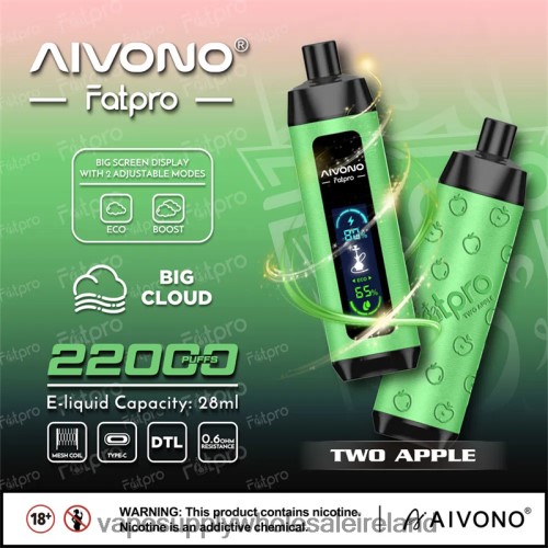 Vape Wholesale Ireland - Aivono Fatpro 22000 Two Apple HLD0401