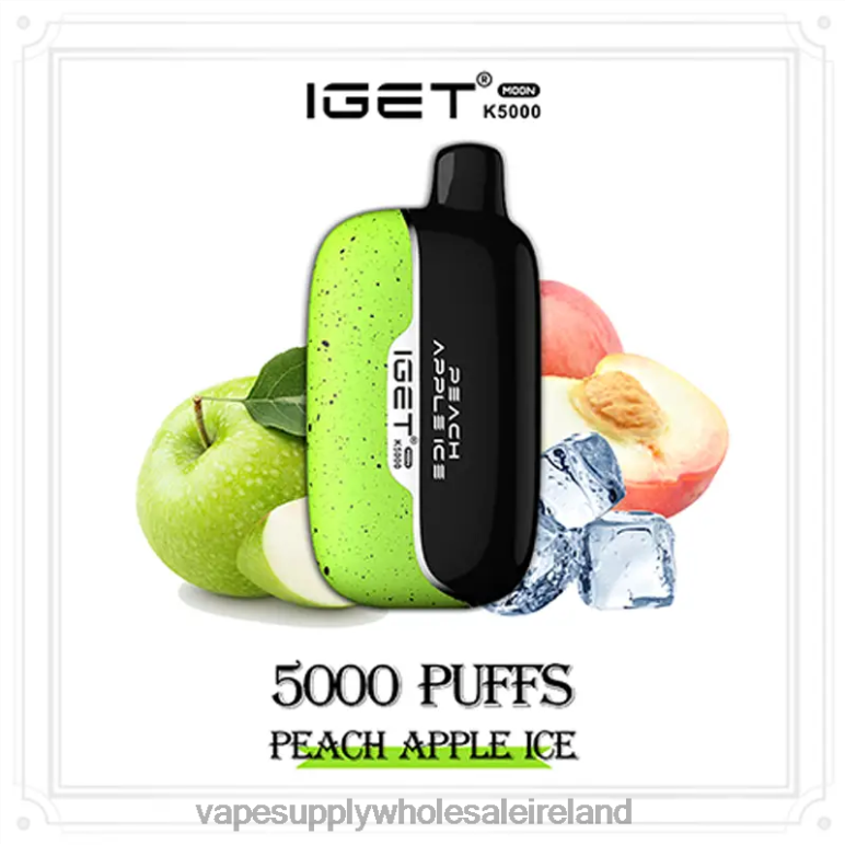 E Cigarette Wholesale - IGET Moon K5000 LR6HR7 Peach Apple Ice