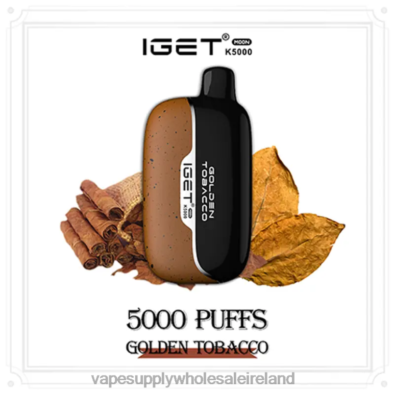 Vape Wholesale Ireland - IGET Moon K5000 LR6HR1 Golden Tobacco